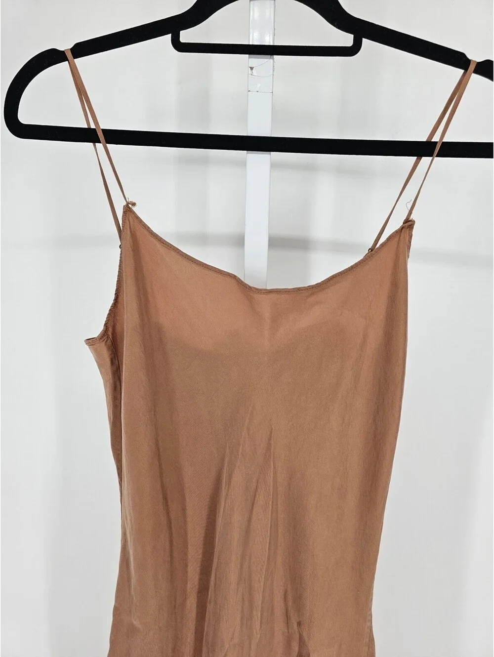 J Crew Womens Sz 4 Midi length Slip Dress Solid Beige Spaghetti Strap